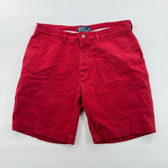 Polo Ralph Lauren Prospect Shorts Red 34W Cotton Chino Classic Casual - Picture 1 of 9